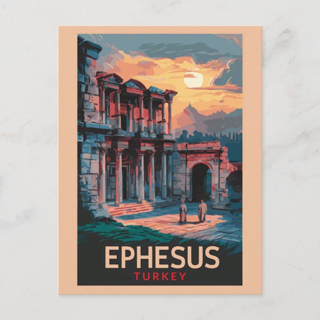 Ephesus Library of Celsus Travel Art Vintage Postcard (Front)