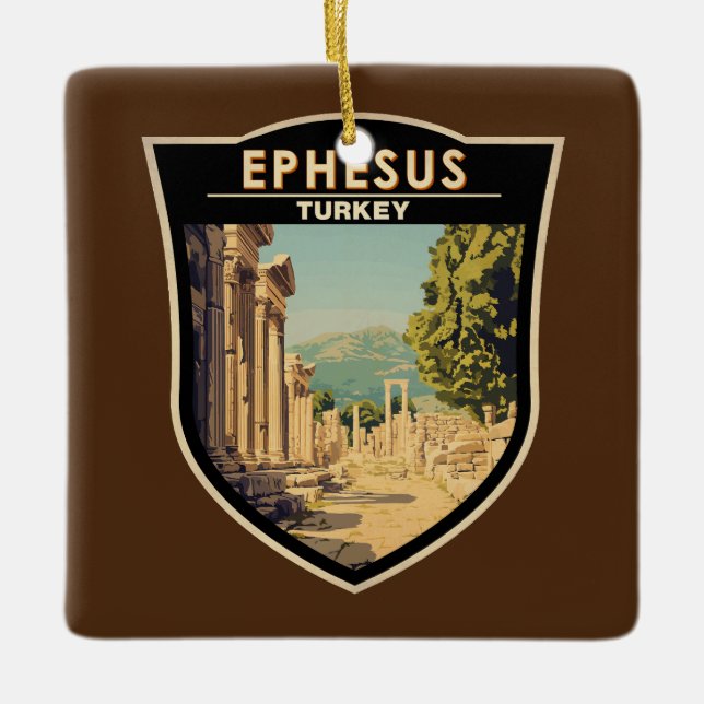 Ephesus Turkey Travel Art Vintage Ceramic Ornament (Front)