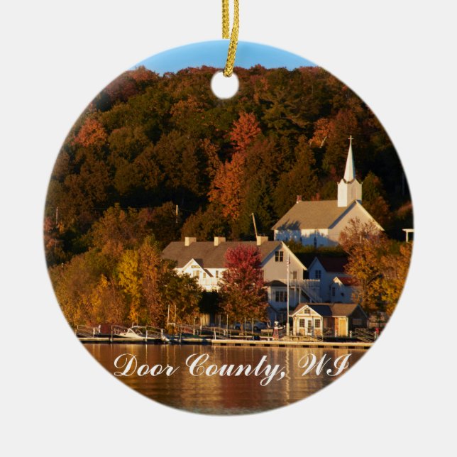 Ephraim, Wisconsin at Sunset Ceramic Ornament (Front)