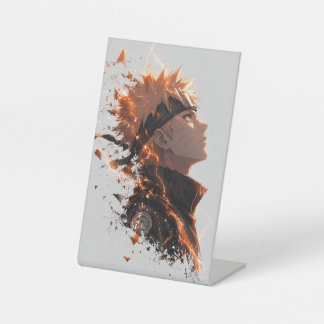 Epic Anime Ninja Flame Graphic Acrylic Tabletop Pedestal Sign