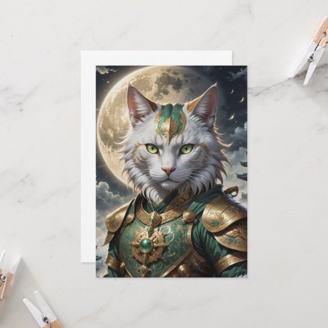 Epic Armoured Cat Warrior Invitation (Front/Back In Situ)