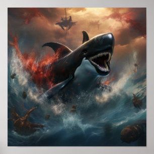 Epic Battle: Orca vs Kraken Poster - A Thrilling U