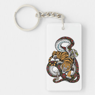 Epic Battle: Tiger vs. Snake Art Keychain