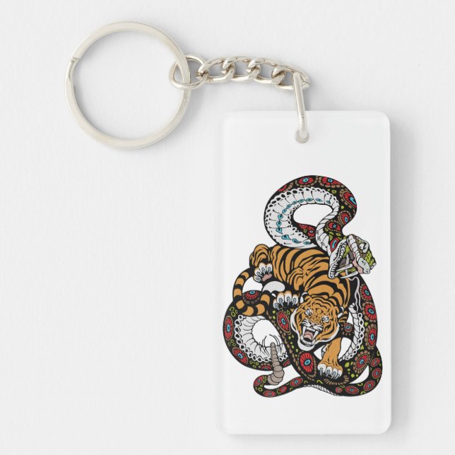 Epic Battle: Tiger vs. Snake Art Keychain (Front)