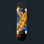 Epic Blue Orange Flame Abstract Magic Energy Skateboard<br><div class="desc">Hit the streets with unparalleled, explosive energy using this spectacular elemental skateboard deck. The artwork features a breathtaking, glowing energy core that perfectly spans the length of the board. The intense collision of vibrant blue magical flames and roaring orange fire against the pure black background creates a raw, aggressive aesthetic...</div>