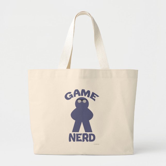 Epic Board Game Nerd Meeple Fun Logo Large Tote Bag (Front)