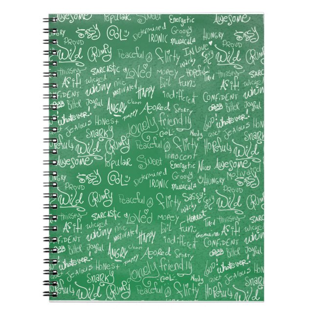 Epic Chalkboard Moods Funny School Sayings Notebook (Front)