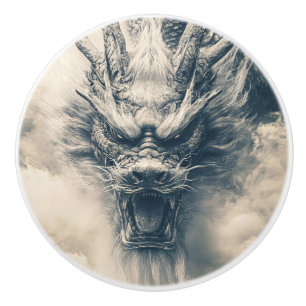 Epic Chinese Dragon Illustration Ceramic Knob
