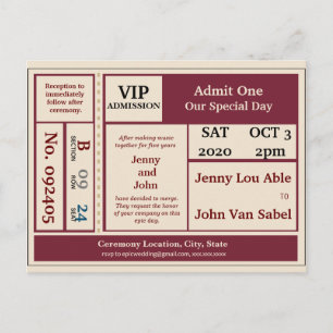Epic Concert Ticket Wedding Invitation Postcard