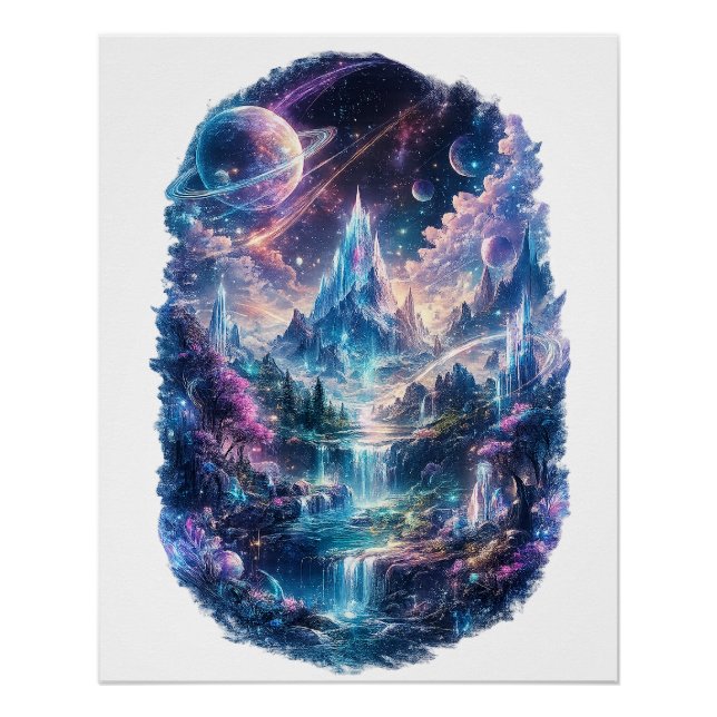  Epic Cosmic Fantasy World Art Poster (Front)