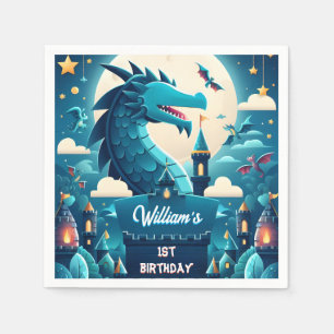 Epic Cute Kids Hero Boys Girls Dragon 1st Birthday Napkin