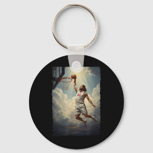 Epic Divine Dunking Jesus On The Holy Basketball C Keychain
