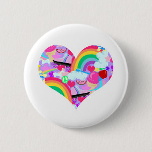 Epic Eighties Explosion Heart 2 Inch Round Button