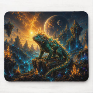 Epic Emerald & Gold Alien Lizard Mouse Pad
