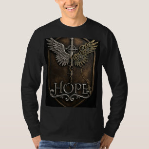 Epic Fantasy Hope Crest Vintage Steampunk Winged T-Shirt