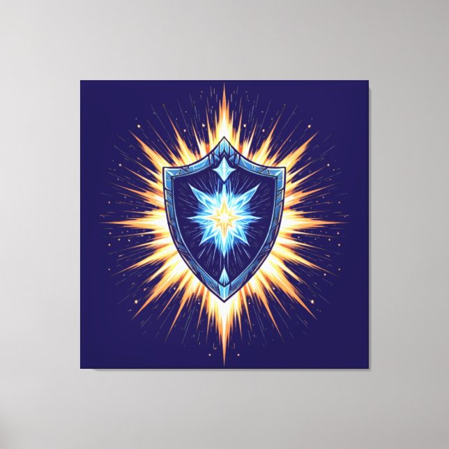 Epic Fantasy Shield with Radiant Energy Burst – Ma Canvas Print (Front)