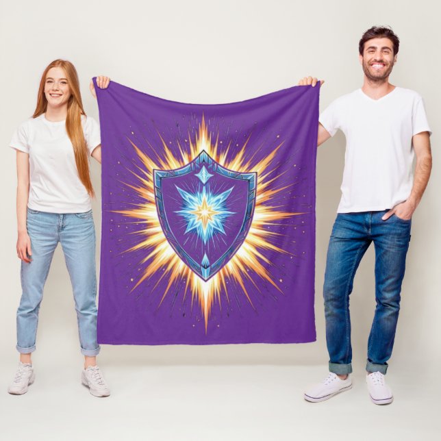 Epic Fantasy Shield with Radiant Energy Burst – Ma Fleece Blanket (In Situ)