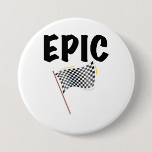 Epic Finish Line Checkered Racing Flag 3 Inch Round Button