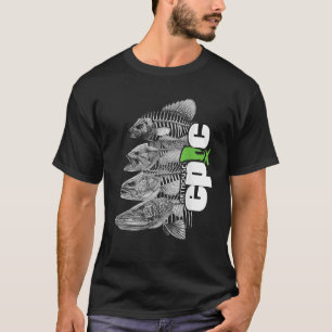 EPIC Fish Skeleton Fishing Bass Walleye Pike  T-Shirt