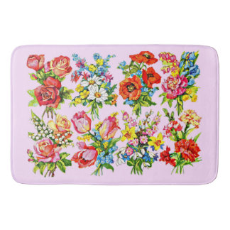 epic floral flower collection print bath mat
