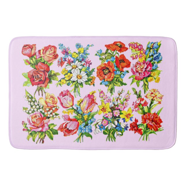 epic floral flower collection print bath mat (Front)