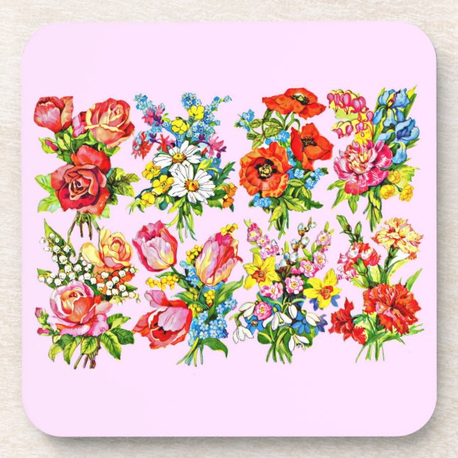 epic floral flower collection print coaster (Front)