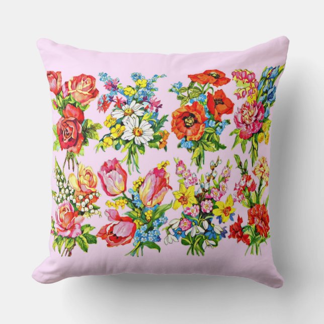 epic floral flower collection print throw pillow (Front)