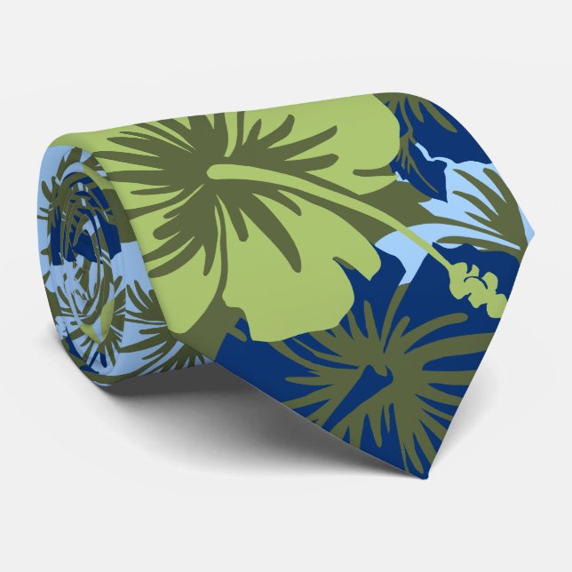 Epic Floral Hibiscus Hawaiian Necktie (Rolled)