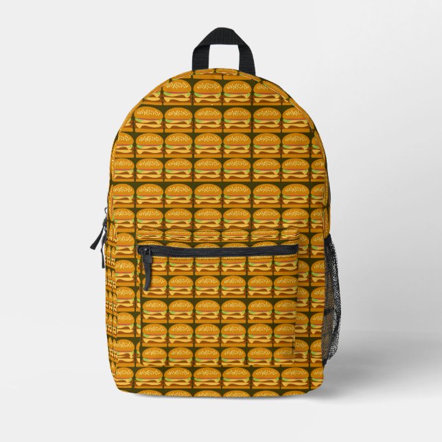 Epic Fun Cheeseburger Cartoon Pattern Design Printed Backpack (Front)