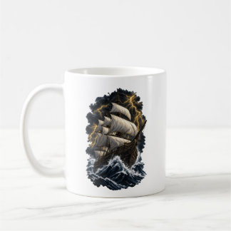 Epic Galleon Ship in Storm Vintage Nautical Ocean Coffee Mug