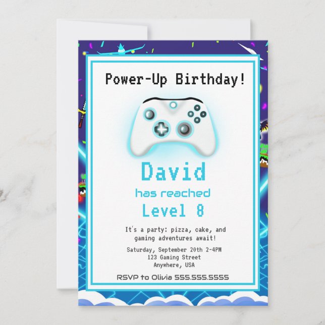Epic Gamer Happy 8th Birthday Invitation Critical  (Devant)