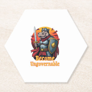 Epic Gladiator Warrior Moo Deng Hippo Become Ungov Paper Coaster