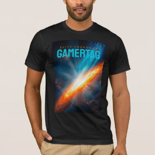 Epic Glowing Cyan Orange Spiral Galaxy Space T-Shirt