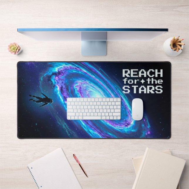 Epic Glowing Spiral Galaxy Astronaut Sci Fi Desk Mat (Office 1)