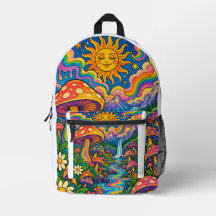 Epic Golden Dragon and Pink Floral Fantasy Backpac