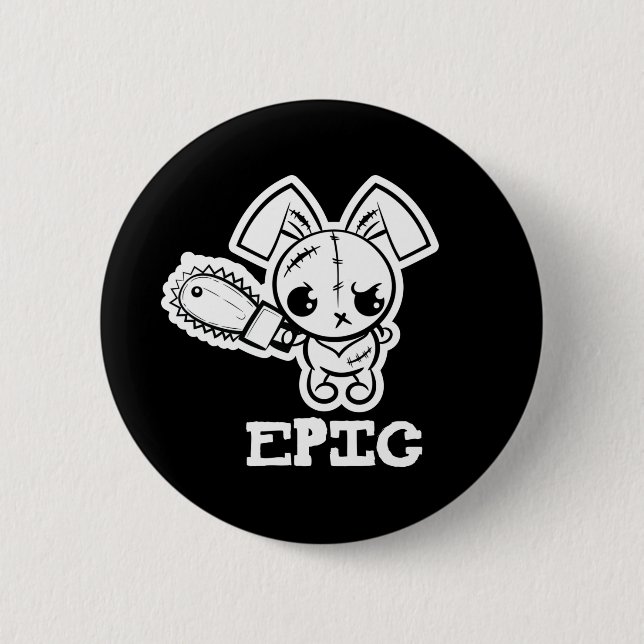 Epic Grumpy Voodoo Bunny Cute Monster 2 Inch Round Button (Front)