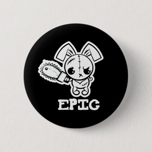 Epic Grumpy Voodoo Bunny Cute Monster 2 Inch Round Button