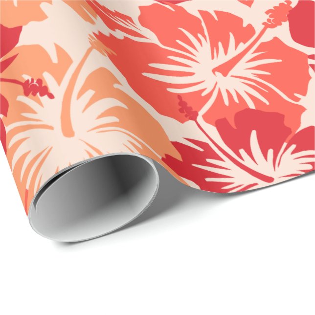 Epic Hibiscus Floral Hawaiian Wrapping Paper (Roll Corner)