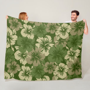 Epic Hibiscus Hawaiian Floral Aloha - Camo Fleece Blanket