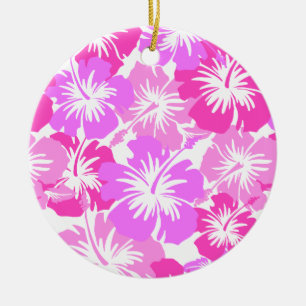 Epic Hibiscus Hawaiian Floral Aloha Shirt Print Ceramic Ornament