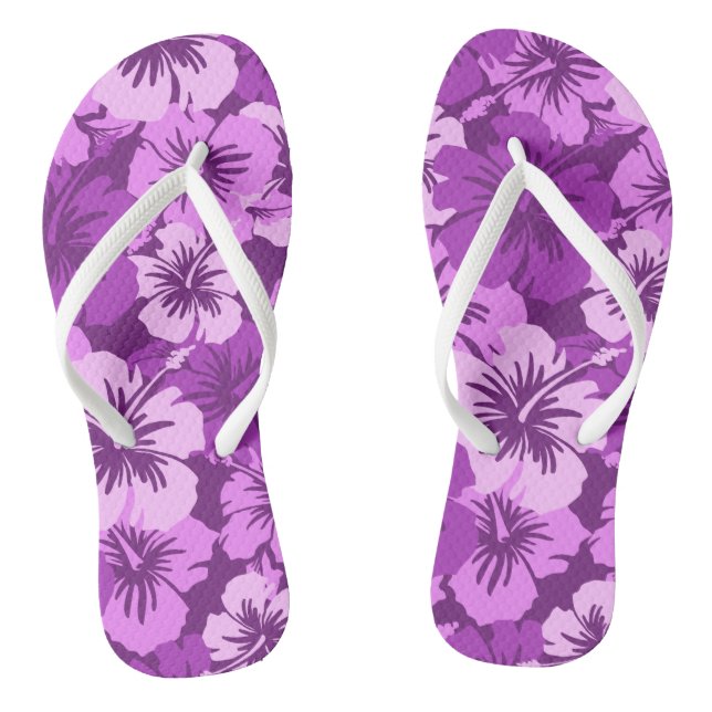 Epic Hibiscus Hawaiian Floral Aloha Shirt Print Flip Flops (Footbed)
