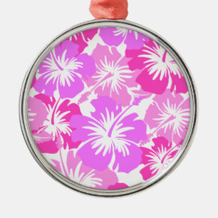 Epic Hibiscus Hawaiian Floral Aloha Shirt Print Metal Ornament