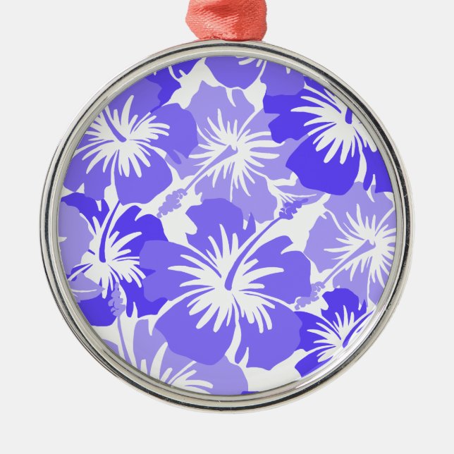 Epic Hibiscus Hawaiian Floral Aloha Shirt Print Metal Ornament (Front)