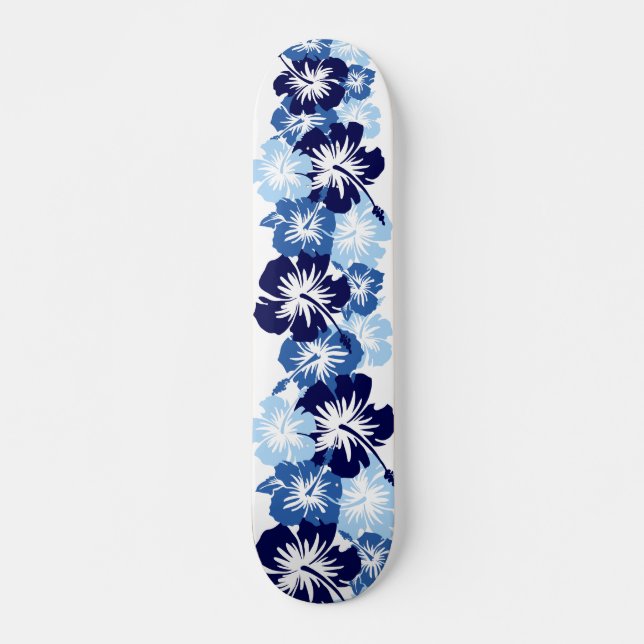 Epic Hibiscus Hawaiian Floral Aloha Shirt Print Skateboard (Front)