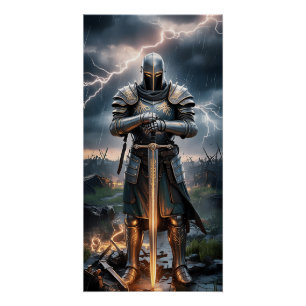 Epic Knight Warrior Digital Poster Medieval Fantas