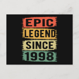 Epic Legend Since 1998 Vintage 1998 Birthday Gift Postcard