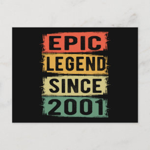 Epic Legend Since 2001 Vintage 2001 Birthday Gift Postcard