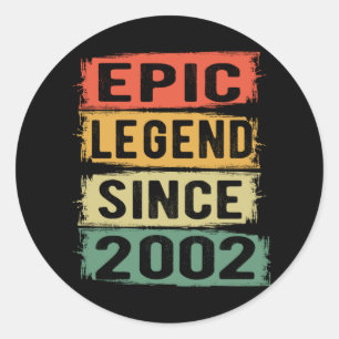 Epic Legend Since 2002 Vintage 2002 Birthday Gift Classic Round Sticker