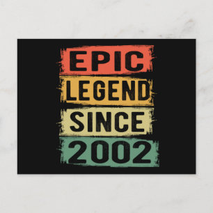 Epic Legend Since 2002 Vintage 2002 Birthday Gift Postcard