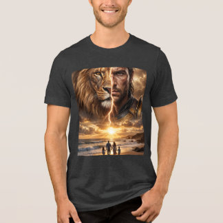 Epic Lion and Warrior Sunset  Tri-Blend Shirt